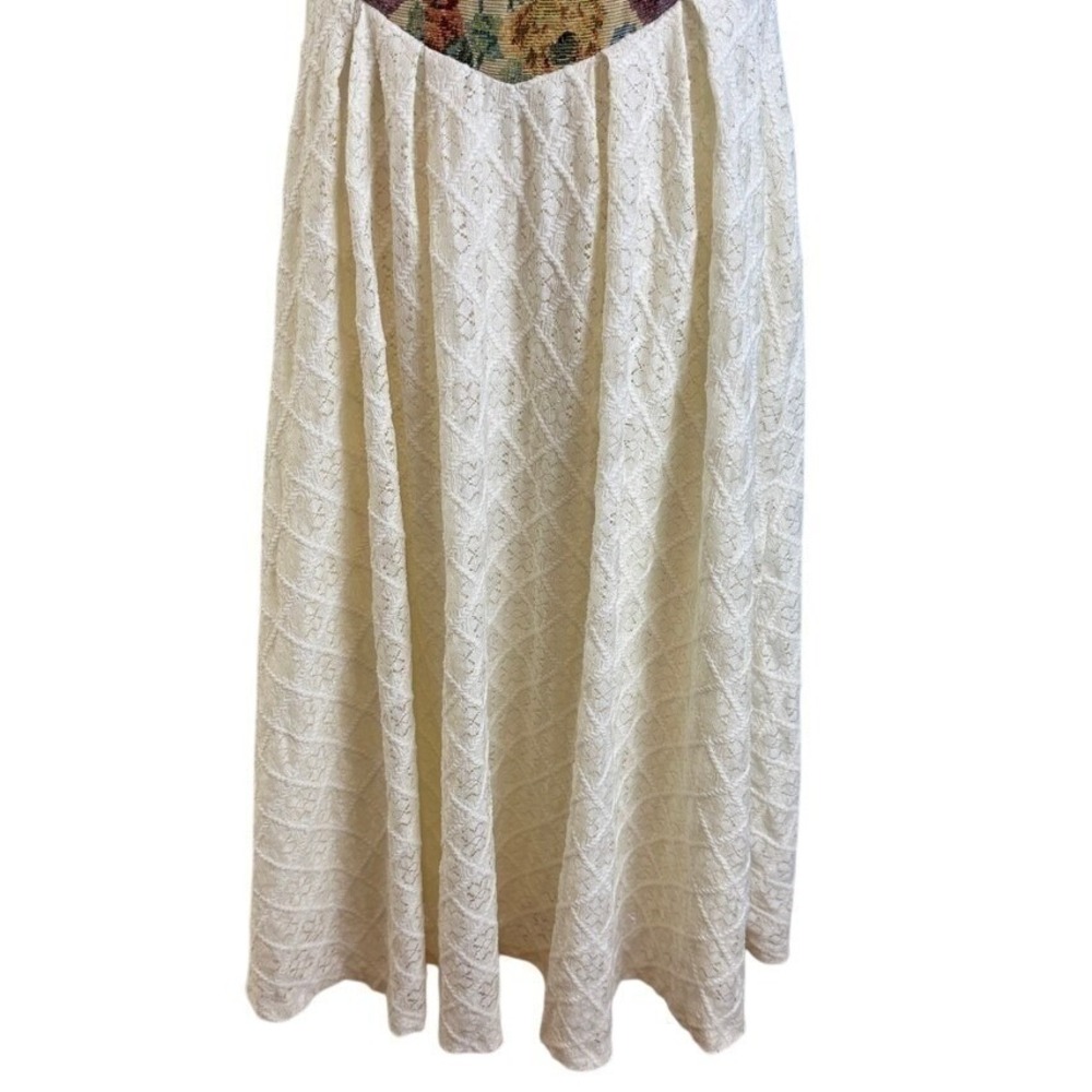 SHEIN Floral Midi Dress L Lace Trim Puff Sleeve Cottagecore Renaissance Milkmaid - Picture 5 of 12